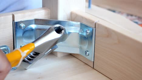 assembling a wooden table