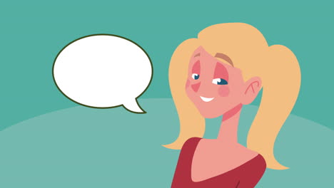 joven rubia hablando animación