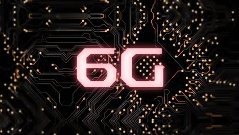animation of 6g text and computer data processing