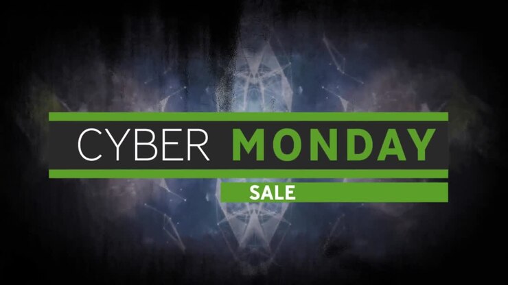 Animation of cyber monday sale text over dark background