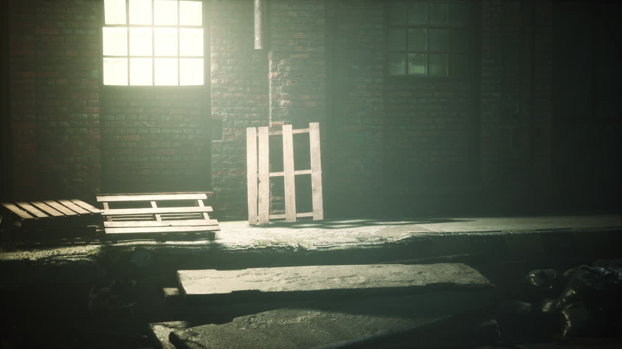 매우 심하게 오염 된 산업 공장의 폐허