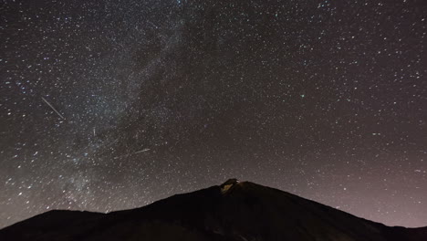 secuencia de lapso de tiempo de la vía láctea en el parque nacional del teide en tenerife