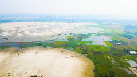 aerial view of rural areas surrounding dhaka capital of bangladesh