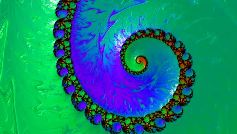 neon rainbow color changing abstract spiral fractal ornament