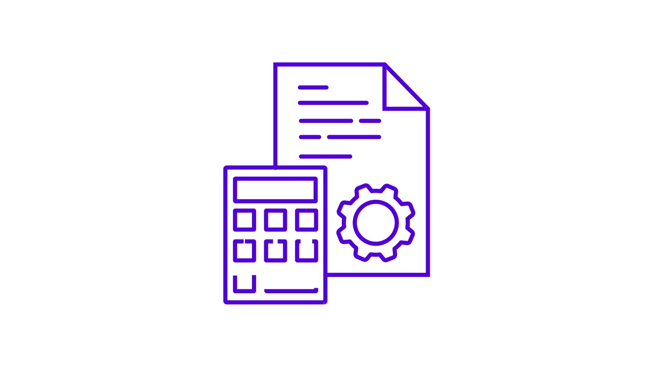 Animated Document, Calculator, and Gear Icons for Business and Finance
