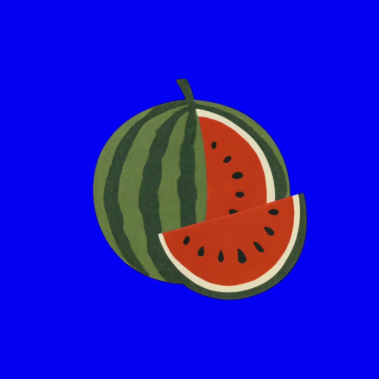 Vibrant watermelon illustration animation, transparent 4K video, green screen