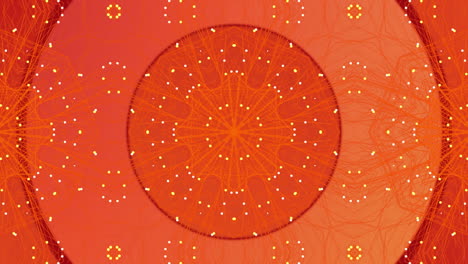 animación digital de formas caleidoscópicas que se mueven en movimiento hipnótico contra un fondo naranja