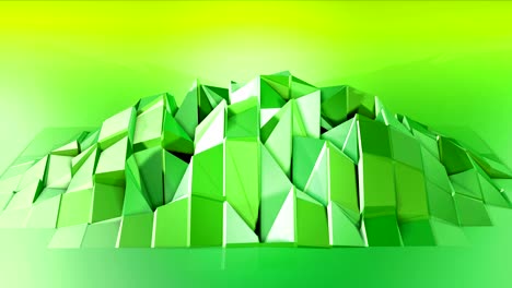 4k clean low poly animated background in loop. seamless 3d animation in modern geometric style with modern gradient colors. creative simple background. green yellow gradient, mountain 3