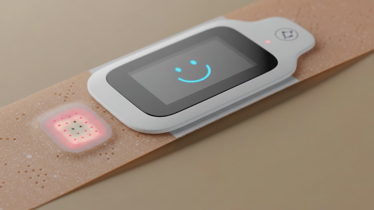 Innovative Health Monitoring Device: A Close-Up Look at a Wearable Bandage with Digital Display and Sensor Functionality for Health Tracking and Personal Well-being
