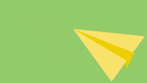 Animation-of-paper-plane-icon-moving-on-green-background