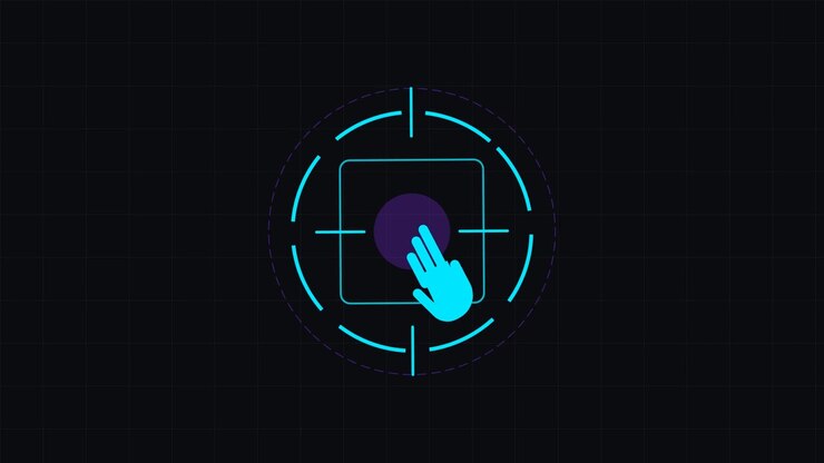 Animated Hand Icon Interacting with Digital Target Interface
