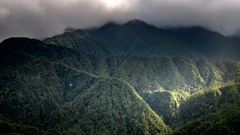 cloudscape over forested mountain range near sapa town in northwestern vietnam. timelapse