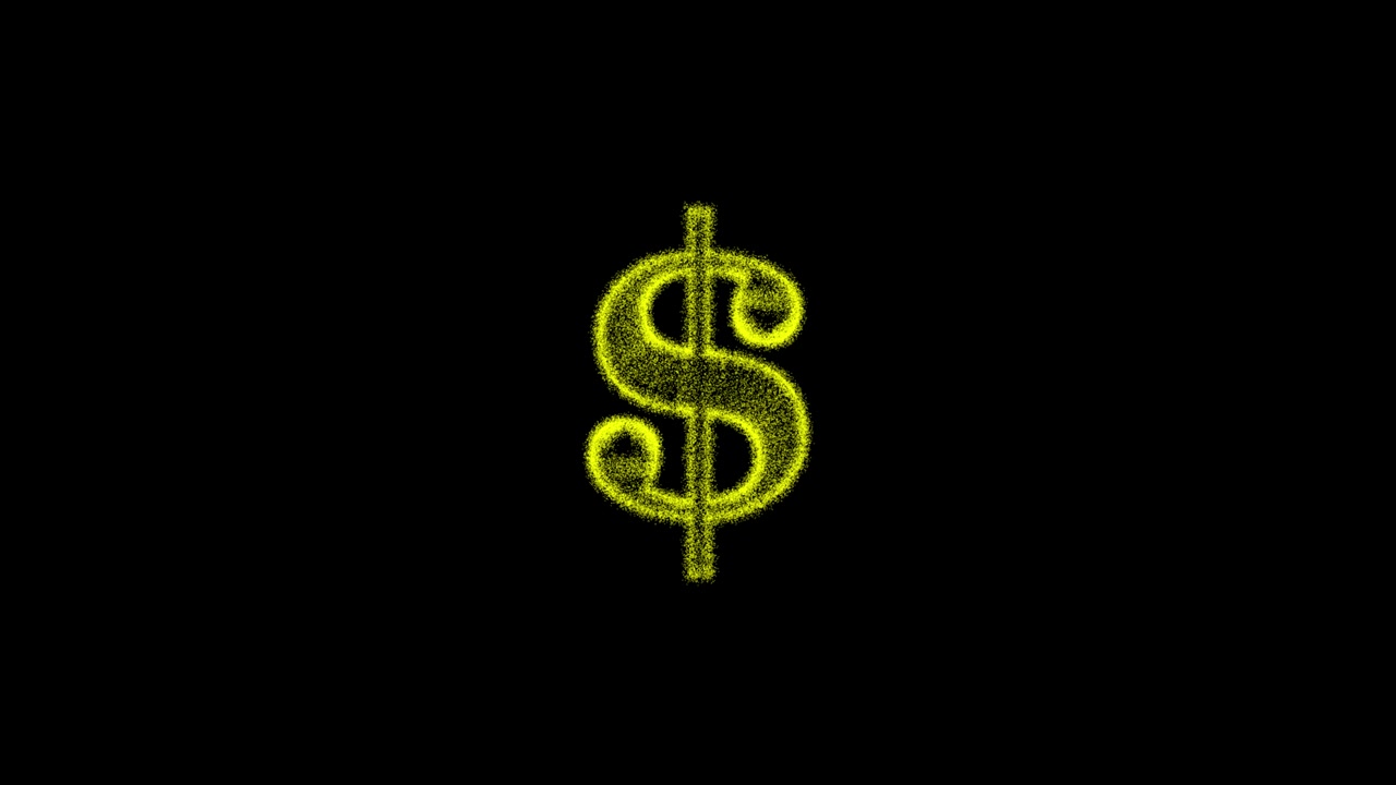 metaverse, meta movement of 3D dollar sign made of particles on black screen background, 3D render, animation from US dollars.