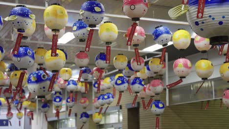 japanese pufferfish fugu lanterns at festival in shimonoseki, yamaguchi japan