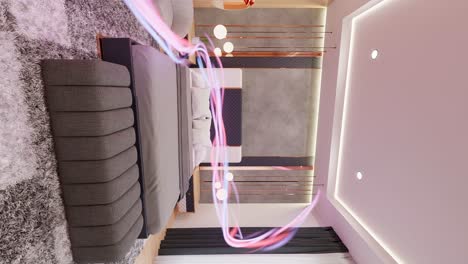 modern bedroom with ambient lighting vertical