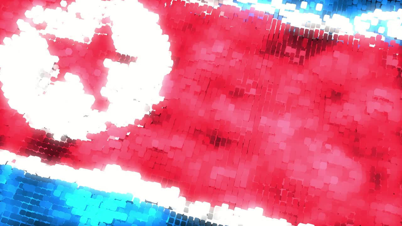 futurista 60fps brillante bandera digital de corea del norte, renderizado en uhd 4k 3d animación de bucle sin costuras
