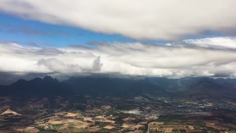 Flying-over-the-Boland,-Western-Cape,-South-Africa