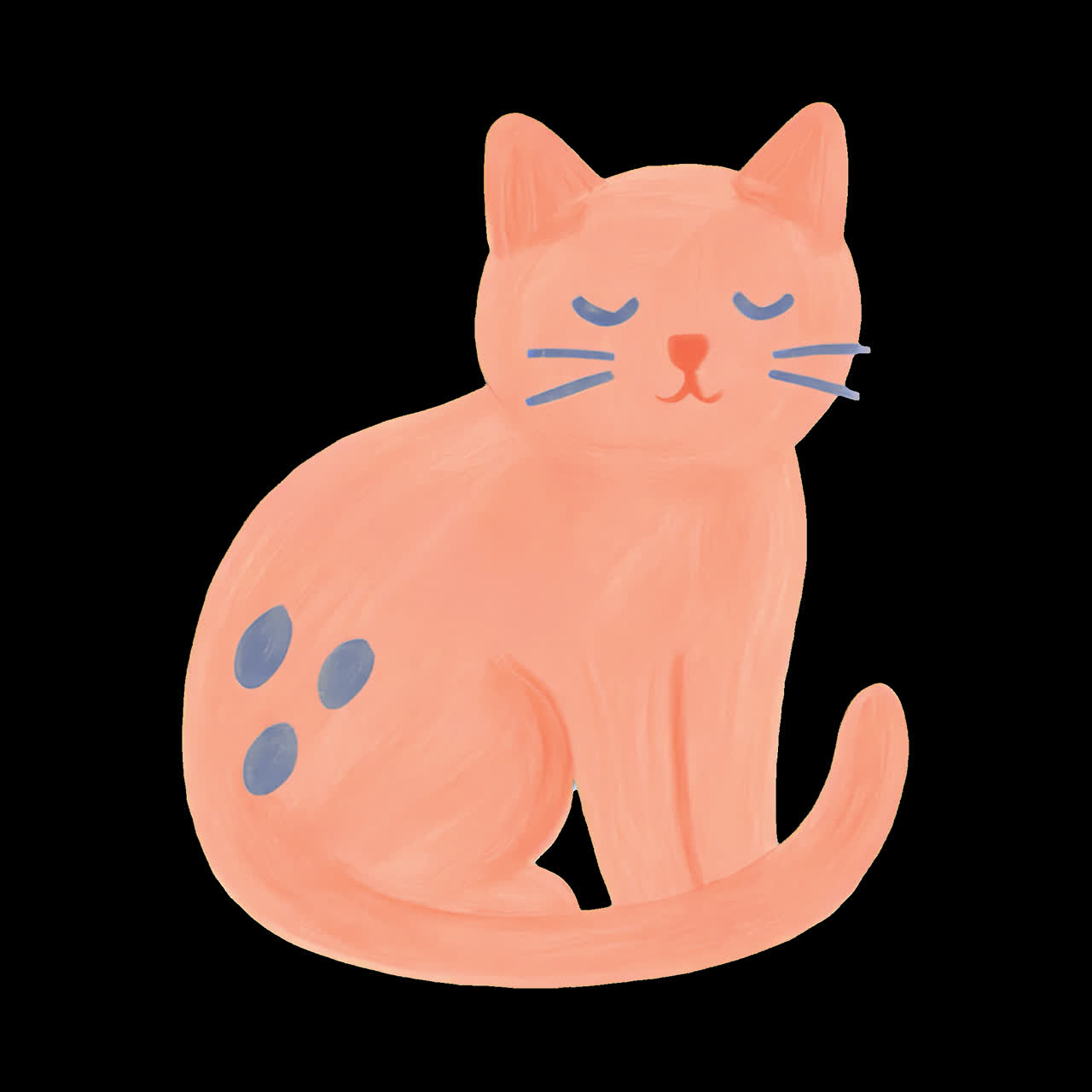 Cute illustrated orange cat animation isolated asset, transparent 4K video, alpha channel, ProRes