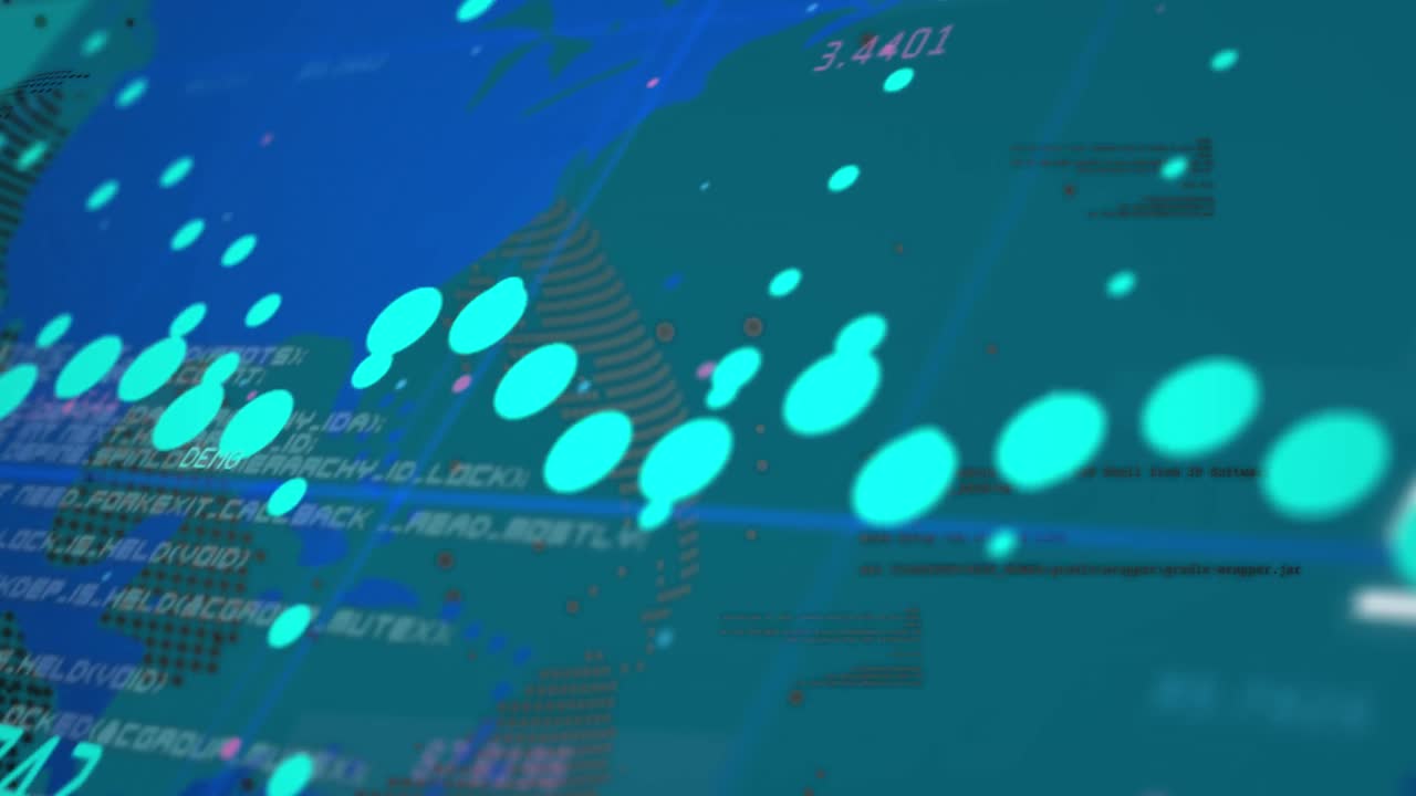 Animation of graphs and data over world map on green background