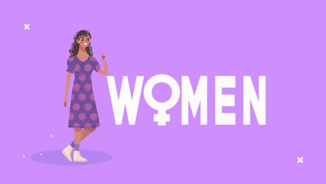 feliz día de la mujer tarjeta de letras con dama y género símbolo femenino