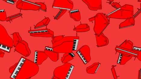 many red pianos on red background.