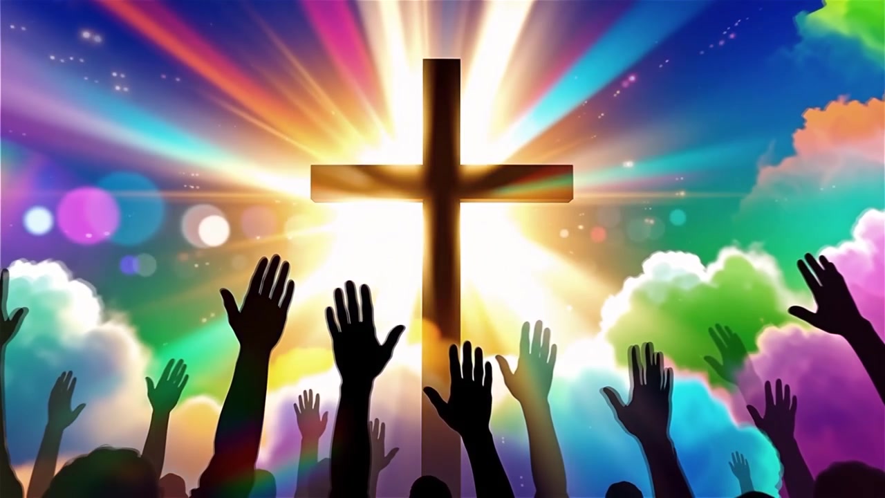 Christian Cross Heavenly Light Worship Background