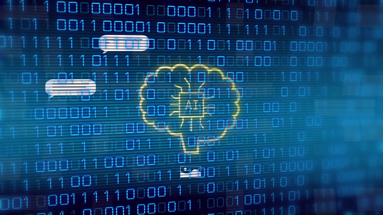animación de un procesamiento de datos sobre codificación binaria