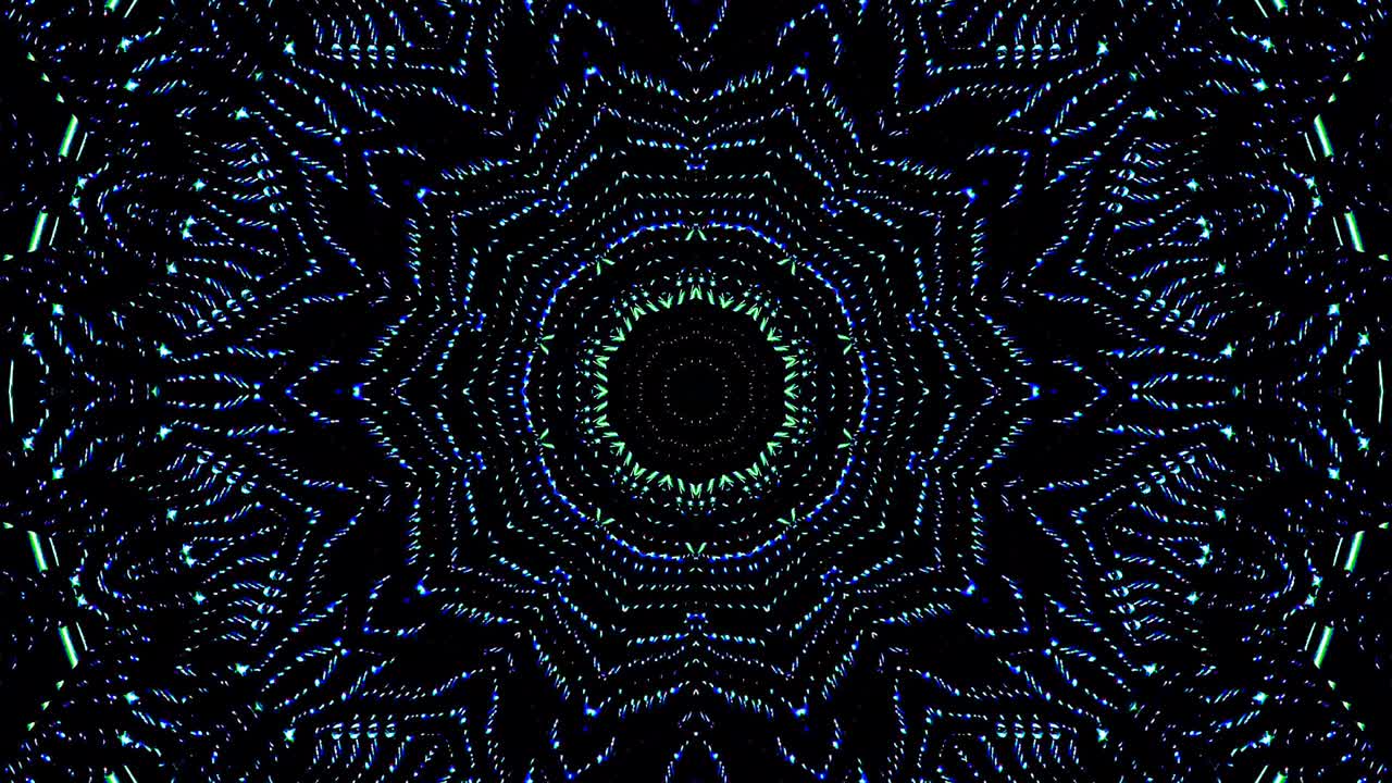 onda de luz puntos abstractos conjunto de color azul caleidoscopio fondo negro