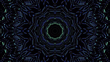 light wave abstract dots set blue color kaleidoscope black background