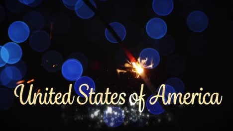 united states of america text and a sparkle for fourth of july.