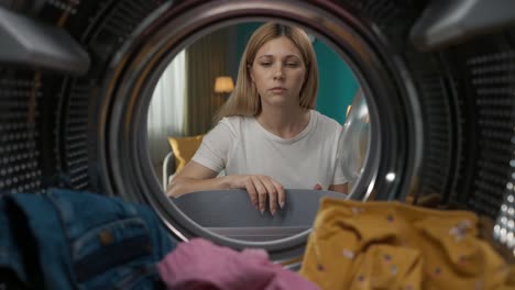 woman doing laundry