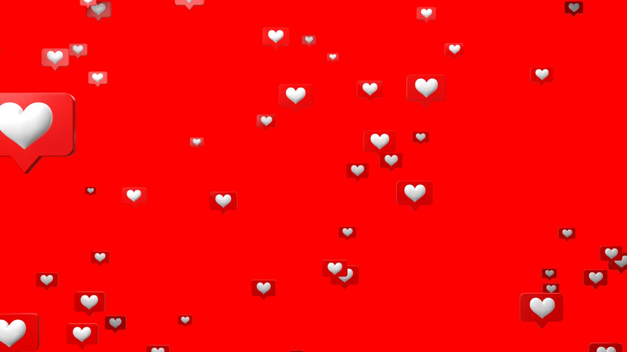 Social media icons as Like. On red background.