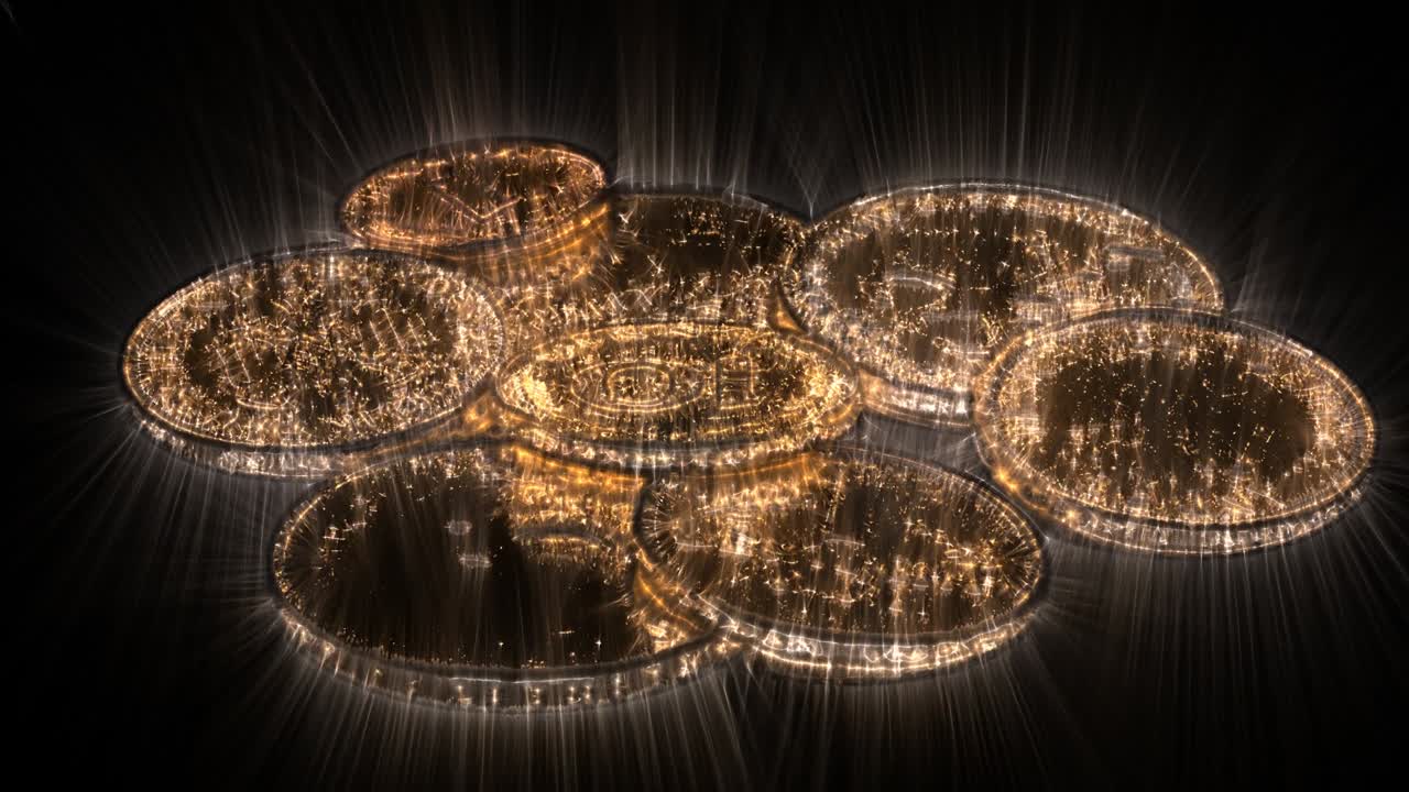 더 이상 유행하지 않는 통화인 독일 마르크의 여러 동전의 키를리안 오라