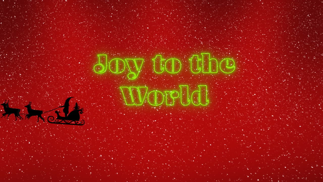 세상에 네온 기 ⁇ 의 애니메이션과 눈과 함께  ⁇ 은 배경에 산타 슬레이