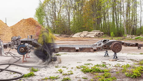 Grinding-and-sanding-the-rust-off-of-a-car-or-truck-frame---time-lapse