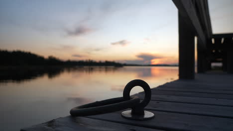 Maritime-mooring-ring,-on-Norwegian-dock-jetty