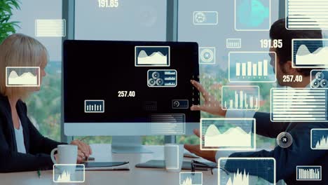 creative visual of business data analyzing technology