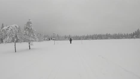Zeitraffer-Spaziergang-Im-Verschneiten-Feld