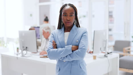 Black-woman,-focus-face-and-portrait-for-leader