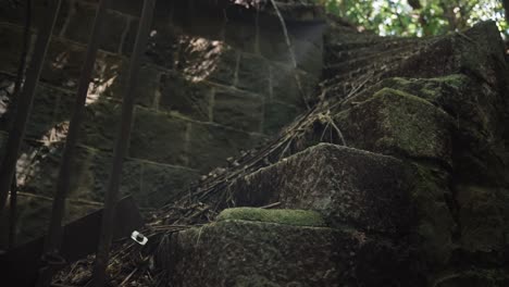 ruins of laputa island, tomogashima in wakayama. sunrise over staircase