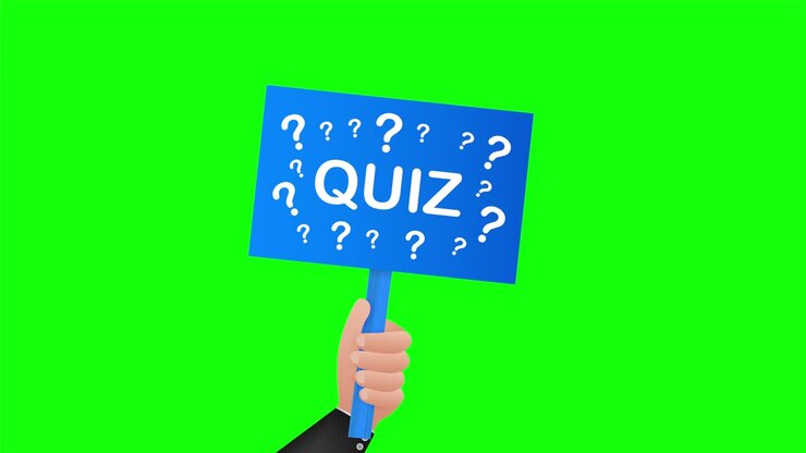 Quiz. Cartoon poster with hand holding placard for banner design. Banner, Billboard design. stock illustration.