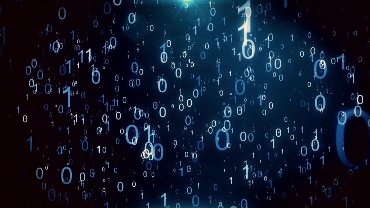 Animated background featuring a particle rain of binary numbers falling simulating the matrix effect.
