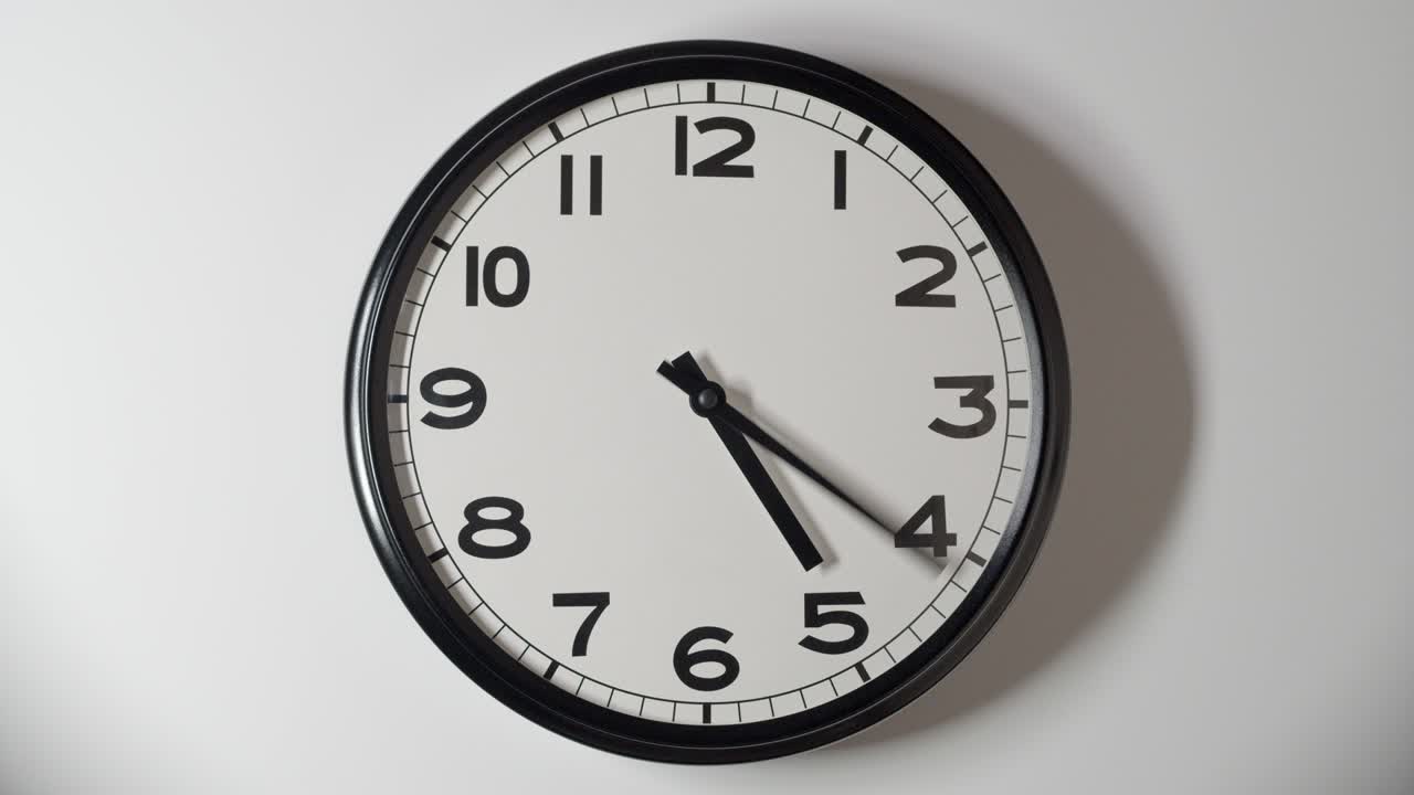 White Clock Face Close Up in Time Lapse on White Wall