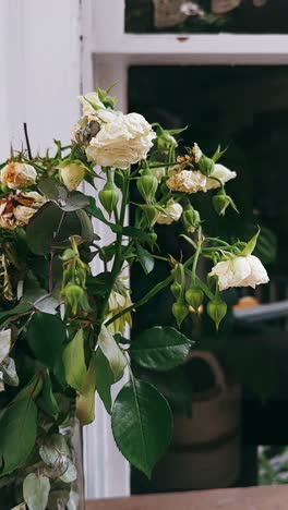 fading roses and eucalyptus bouquet