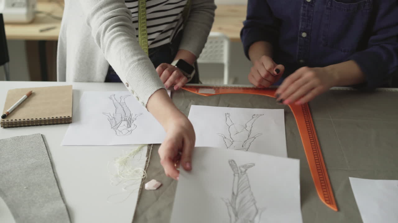 Fashion Designers Working on Sketches