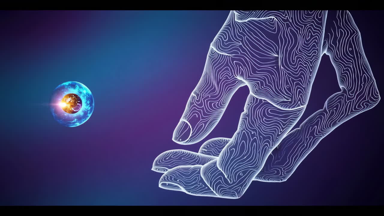 Abstract Hand Reaching for Cosmic Energy Orb