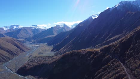 Drone-shot-of-the-high-Caucasus-mountains-in-Georgia