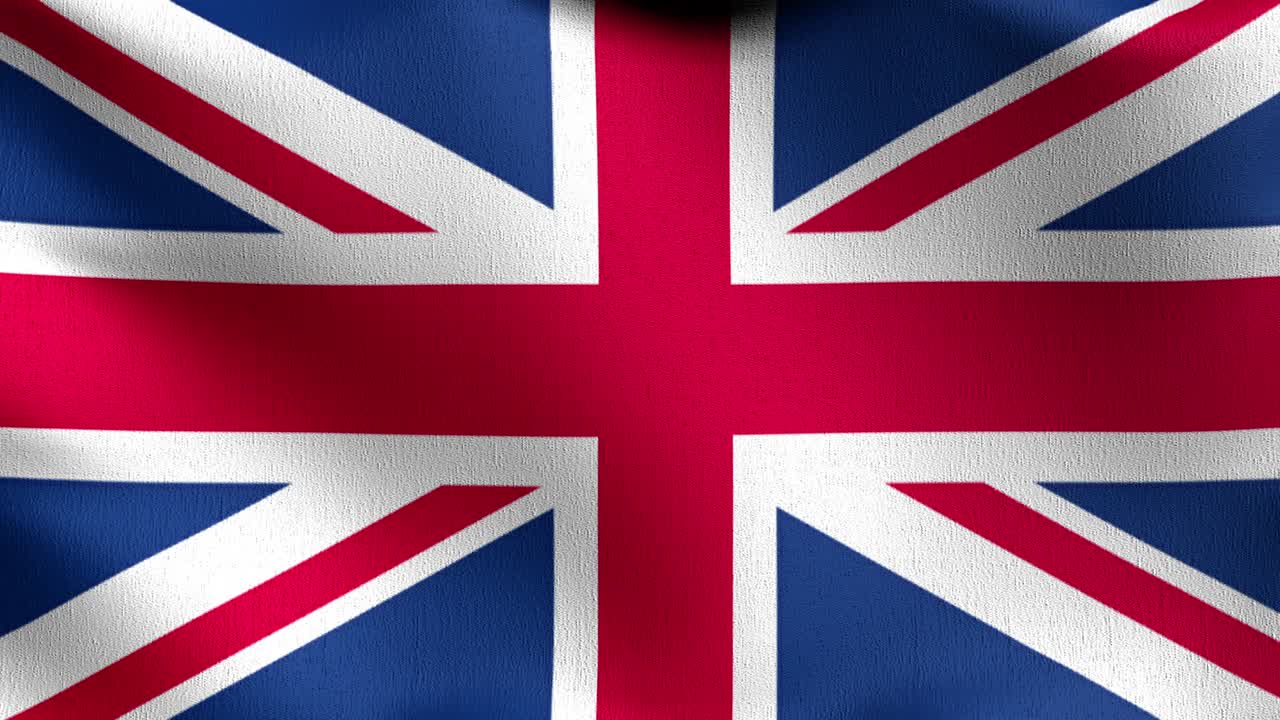 Seamless Loop 4K VDO. United Kingdom national flag blowing in the wind isolated. Official patriotic abstract design. 3D rendering illustration of waving sign symbol.