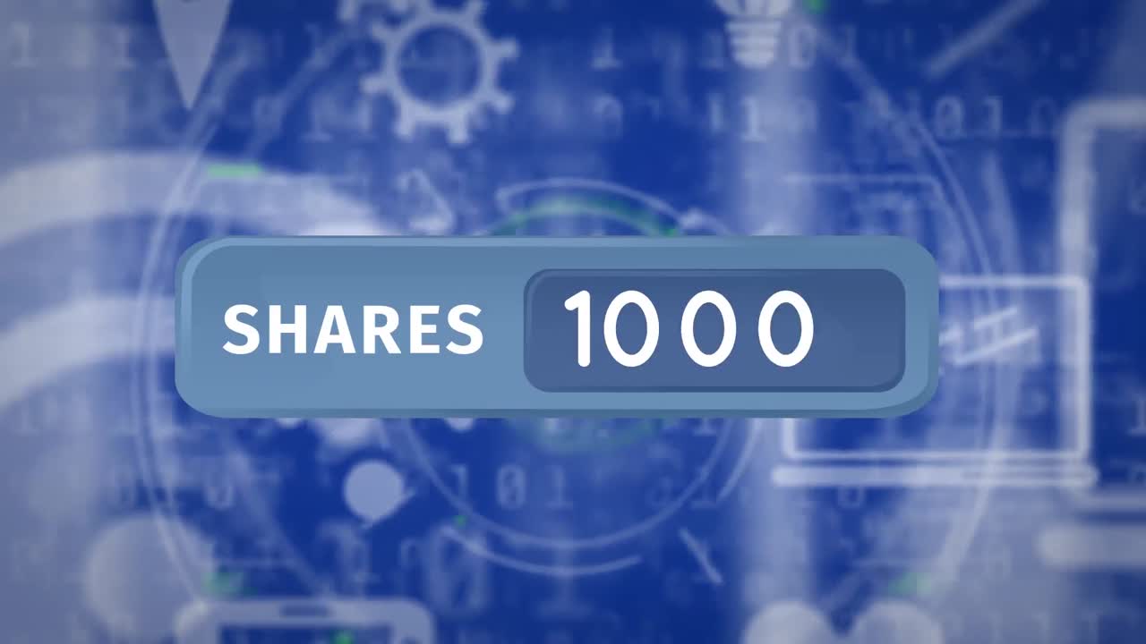 디지털 아이콘 위에 숫자 및 주식 텍스트의 애니메이션