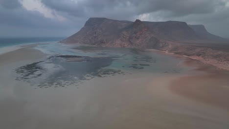 cloudy sky over detwah lagoon on the coast of socotra in yemen